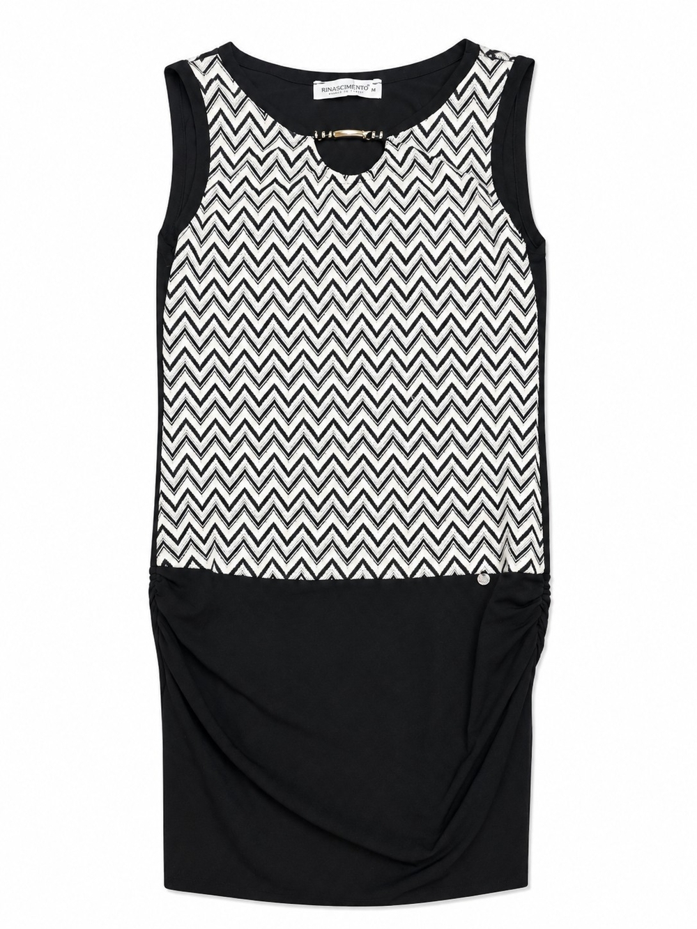 Rinascimento Black & White Chevron Sleeveless Dress, Y2K, Size Medium
